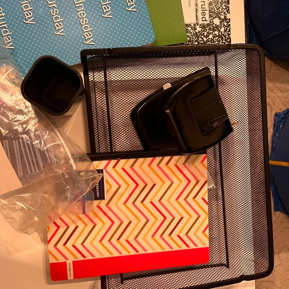 Office Supplies (Mixed Lot - 4‎ Lined Notebooks, Hole Puncher, Organizing Items)